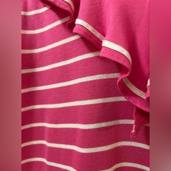 ⚫️ BOGO Pink and white striped Lauren Ralph Lauren women’s ruffled top size m - Picture 2 of 7